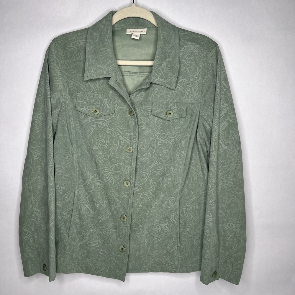 Appleseeds Faux Suede Moss Green Jacket Buttons‎ Medium
